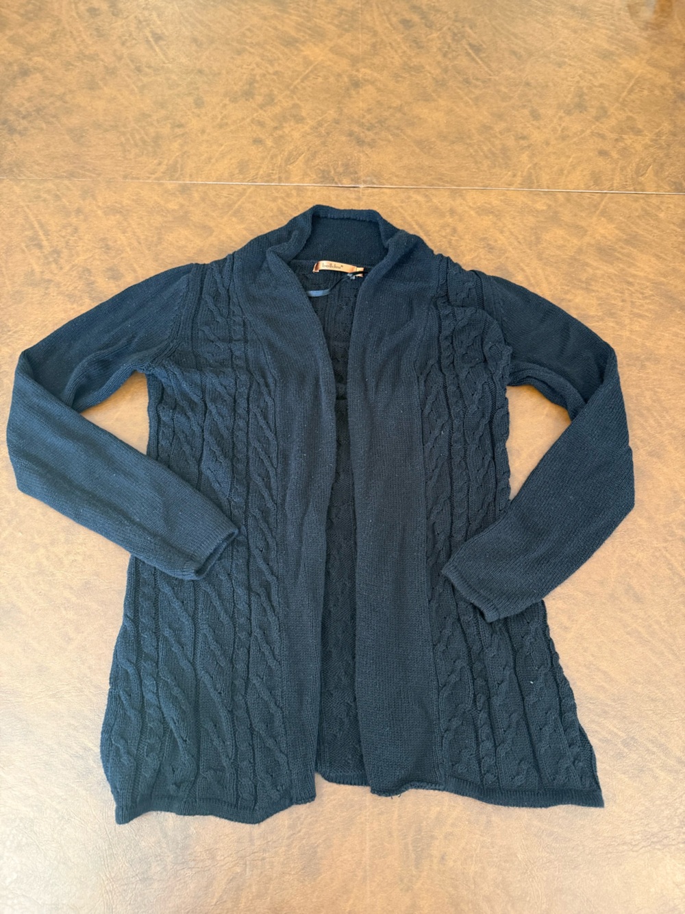 Belldini Women’s Black Cable Cardigan Open Front Sweater Size Small